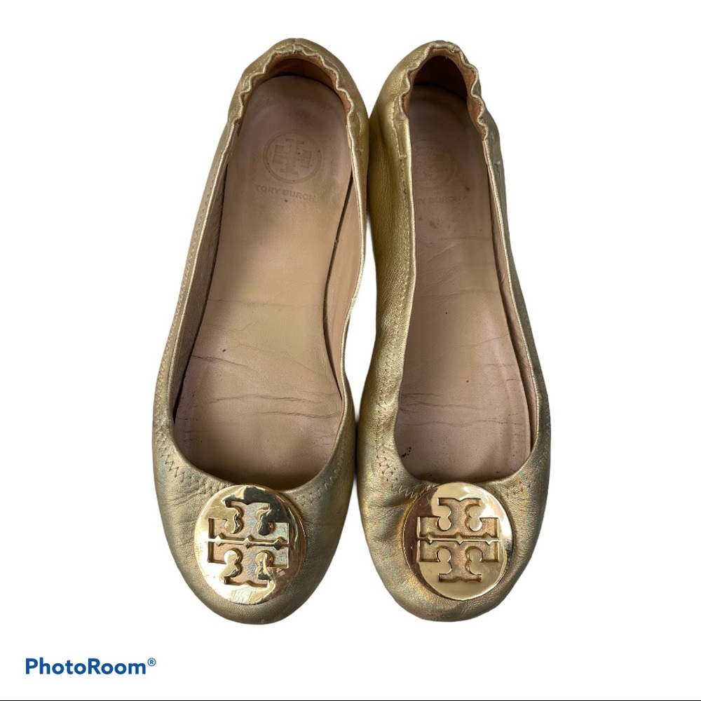 Tory Burch Gold Logo Ballet Flats size 7.5